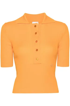 Patou Ribbed short-sleeve polo top