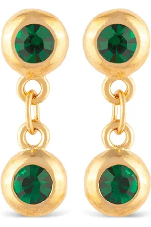 Susan Caplan 1990s pre-owned Swarovski-emerald drop earrings