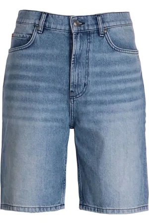 HUGO BOSS Whiskering-effect denim shorts