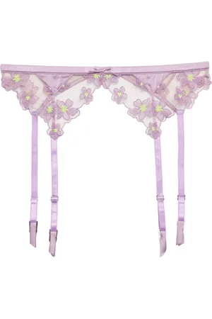 FLEUR DU MAL Petal embroidered garter belt