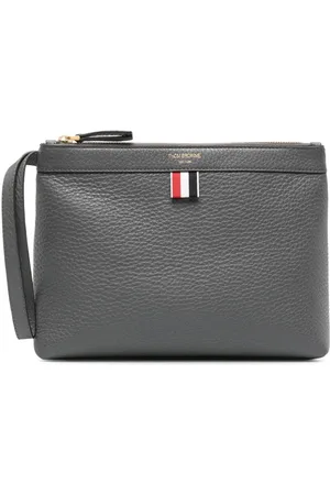 Thom Browne Grosgrain-loop leather make-up bag