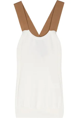 Plan C Crossover-straps fine-knit top