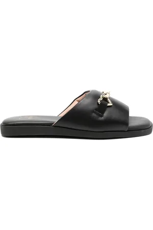 Moschino Buckle detailing leather slides