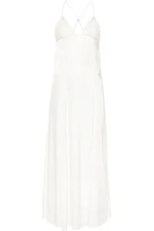 FORTE FORTE Lace-panelled silk maxi dress