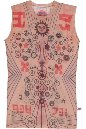 WALTER VAN BEIRENDONCK Abstract-print mesh tank top
