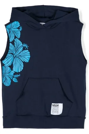 Msgm Floral-print sleeveless hoodie
