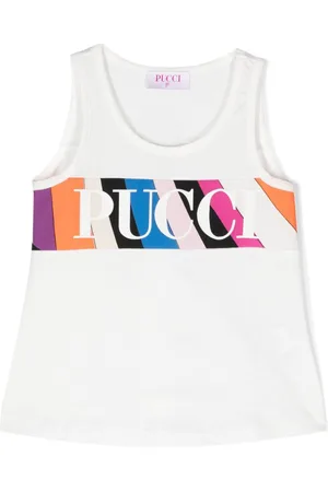 PUCCI Junior Logo-lettering cotton tank top