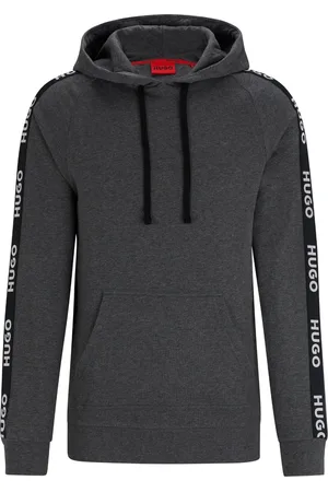 HUGO BOSS Logo-tape cotton hoodie