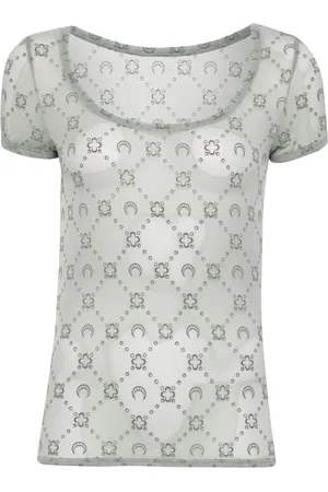 Marine Serre Flocked-logo mesh top