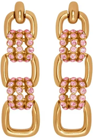 Oscar de la Renta Pavé-crystal link drop earrings