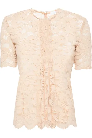 Paco rabanne Floral-lace semi-sheer blouse