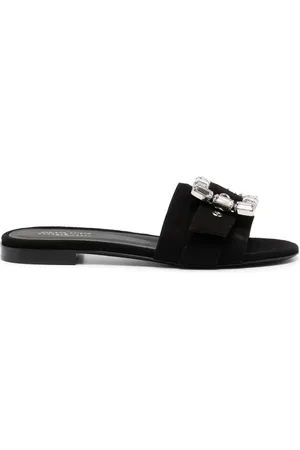Madison.Maison Fade Jeweled Buckle Suede Sandal