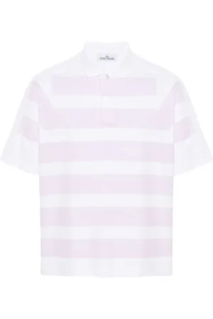Stone Island Striped cotton polo shirt