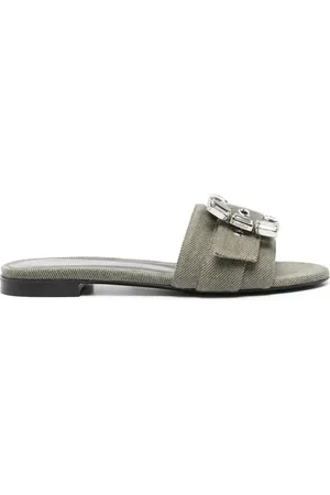 ROBERTO FESTA Crystal-buckle denim slippers