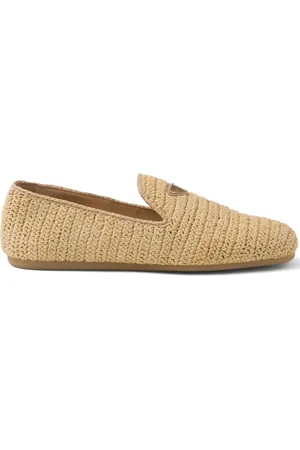 Prada Enamel triangle-logo woven loafers