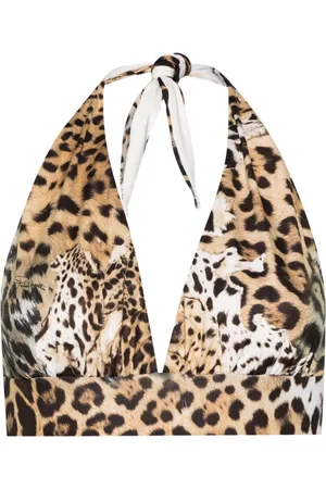 Roberto Cavalli Jaguar skin-print bikini top