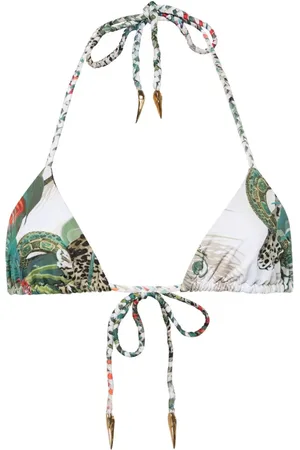 Roberto Cavalli Jungle-print bikini top