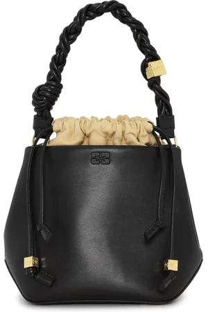 Ganni Braided-handle leather bucket bag