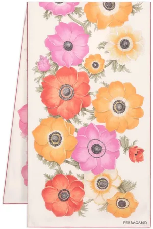 Salvatore Ferragamo Anemone-print silk scarf
