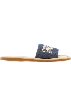 Salvatore Ferragamo Logo-embroidered denim slides