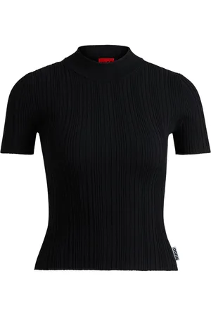 HUGO BOSS Mock-neck ribbed-knit top