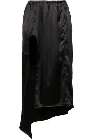 Elena Velez Asymmetric satin slip skirt