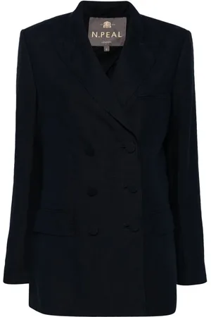 N.PEAL Ava double-breasted linen blazer