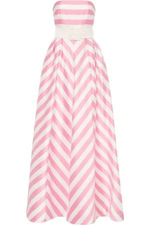 Rebecca Vallance Jocelyn striped strapless gown