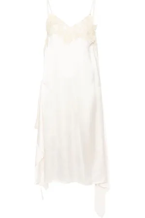Plan C Floral-lace satin slip dress