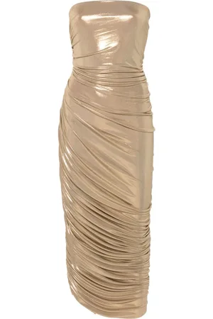 Norma Kamali Diana strapless lamé midi dress