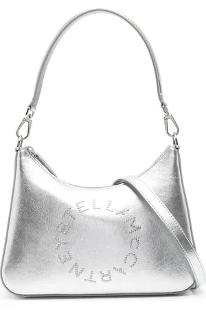 Stella McCartney Studded-logo metallic shoulder bag