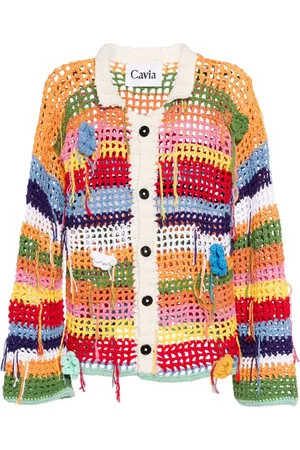 Cavia Striped crochet-knit cardigan
