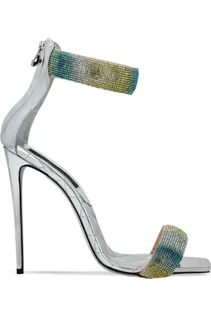 Philipp Plein Crystal-embellished metallic-leather sandals