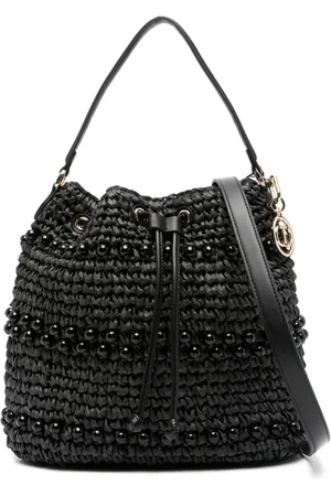 Twin-Set Crochet raffia bucket bag