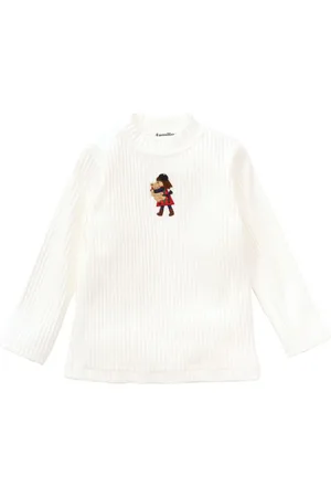 Familiar Bear-embroidered ribbed top
