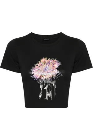 MUGLER Anemone cotton cropped T-shirt