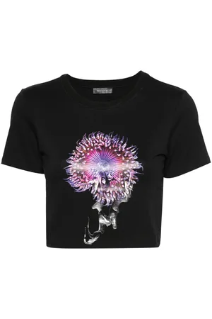 MUGLER Anemone cotton cropped T-shirt