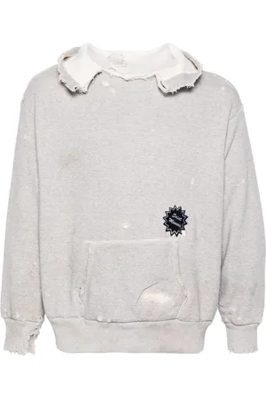 SAINT MXXXXXX Distressed-finish cotton hoodie