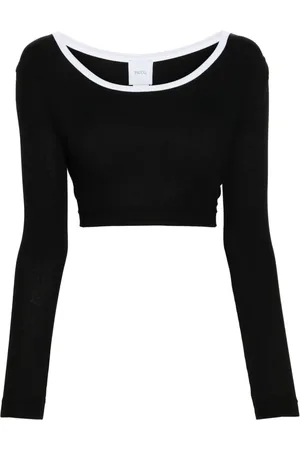 Patou Logo-appliqué ribbed crop top