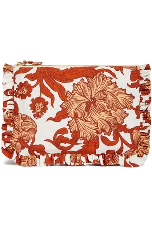 La DoubleJ Floral-print ruffle clutch