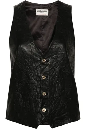 Zadig & Voltaire Emile crinkled leather waistcoat
