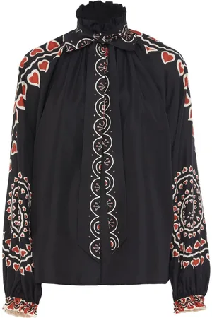 La DoubleJ Cerere silk Plac??e-print blouse