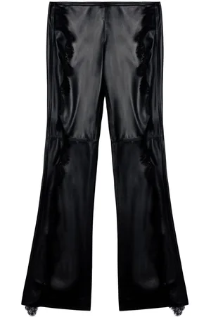 OFF-WHITE Lace-trim leather trousers