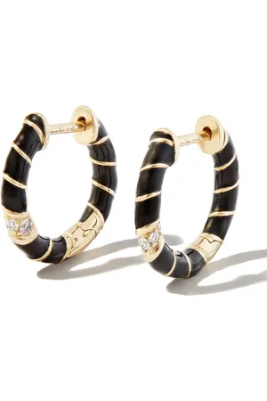 YVONNE LÉON 9kt yellow enamel diamond hoop earrings