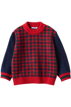 Familiar Check-pattern wool-blend jumper
