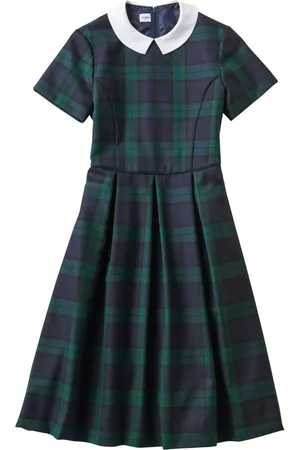 Familiar Check-pattern cotton-blend dress