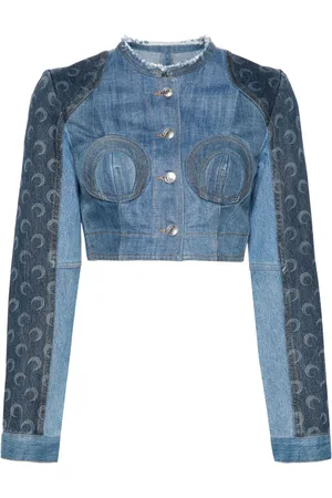 Marine Serre Regenerated cropped denim jacket