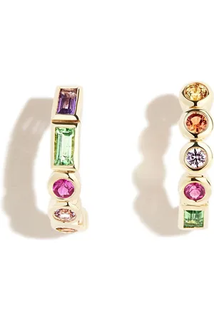 YVONNE LÉON 9kt yellow mixed stone circle earrings