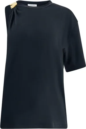 Salvatore Ferragamo Asymmetric clip-embellished T-shirt