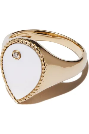 YVONNE LÉON 9kt yellow pearl and diamond signet ring